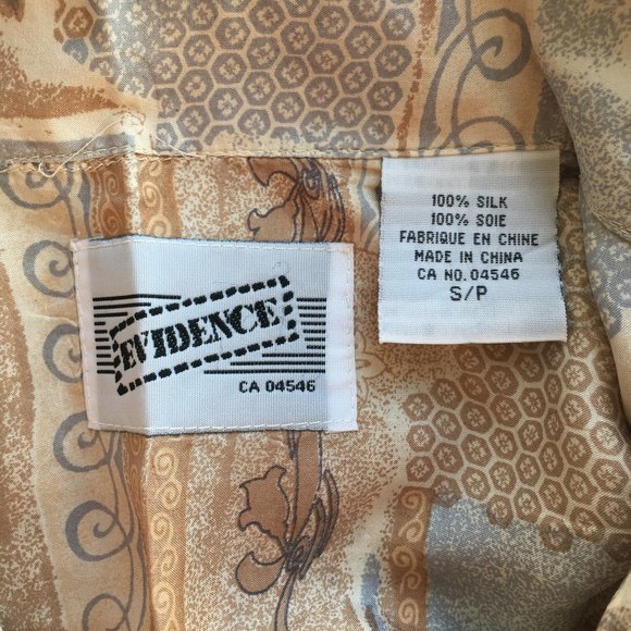 Vintage Floral Beige 100 % Silk Short Sleeve Shirt - Picture 7 of 8